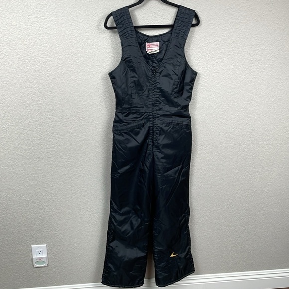 Vintage Bombardier Sportwear Insulated Ski Snow Bib Black Made in USA - Picture 1 of 14